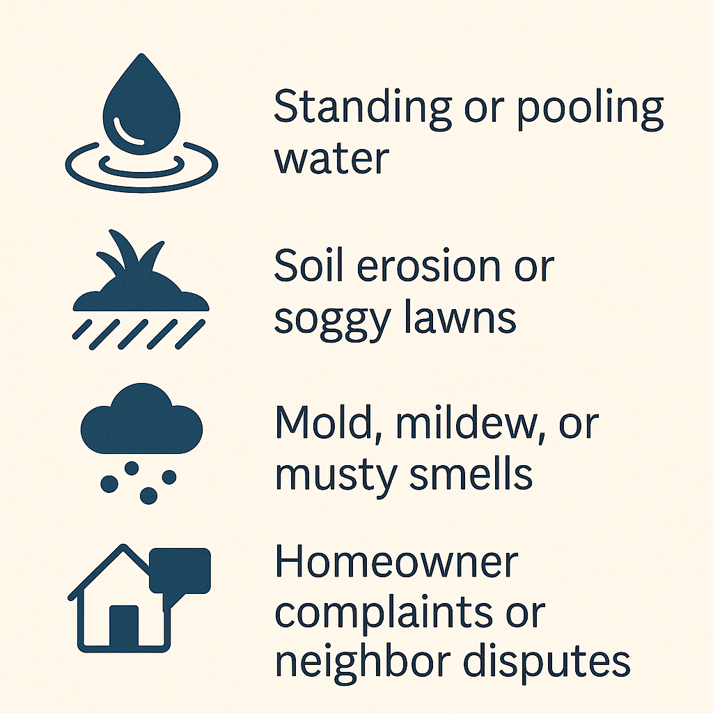 Warning signs of drainage failure